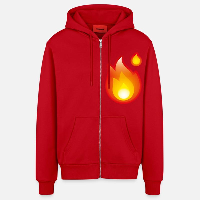 Smiley Fire - Organic Relaxed Hooded Jacket Made in EU - red
