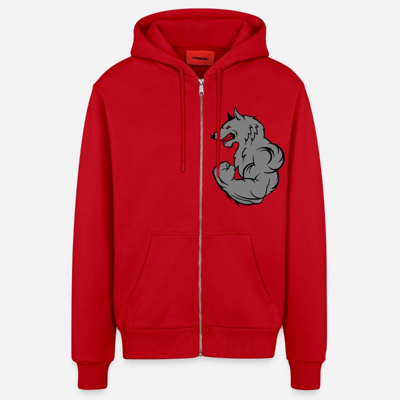 Loup fort - Veste à capuche bio décontractée fabriquée en UE - rouge