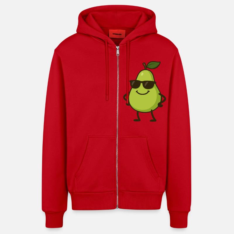 Pear Comic Cool - Organic Relaxed Hooded Jacket Made in EU - red