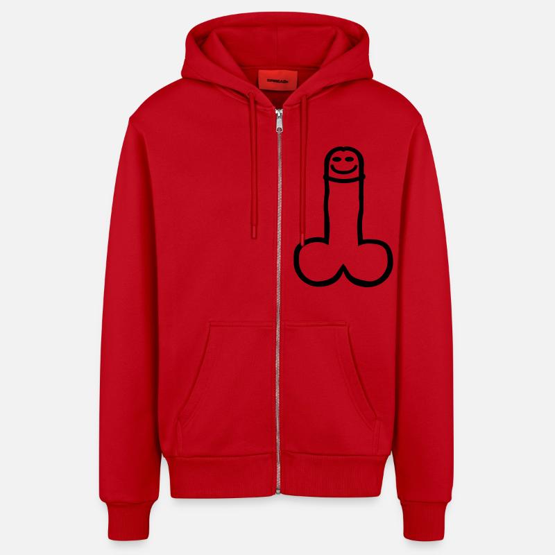 Pénis - Veste à capuche bio décontractée fabriquée en UE - rouge