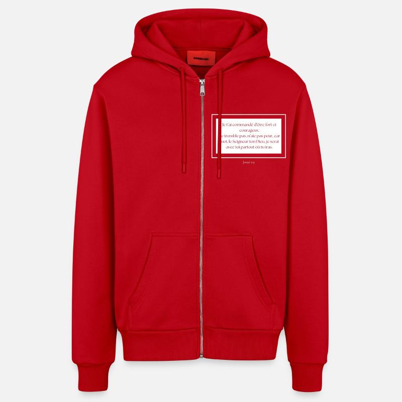 Josué 1.9 - Veste à capuche bio décontractée fabriquée en UE - rouge