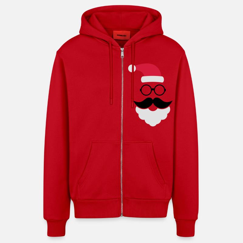 Hipster Santa Claus - Veste à capuche bio décontractée fabriquée en UE - rouge
