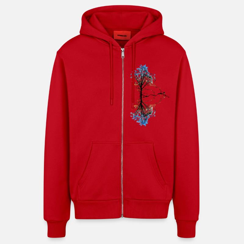 Two Trees - Veste à capuche bio décontractée fabriquée en UE - rouge