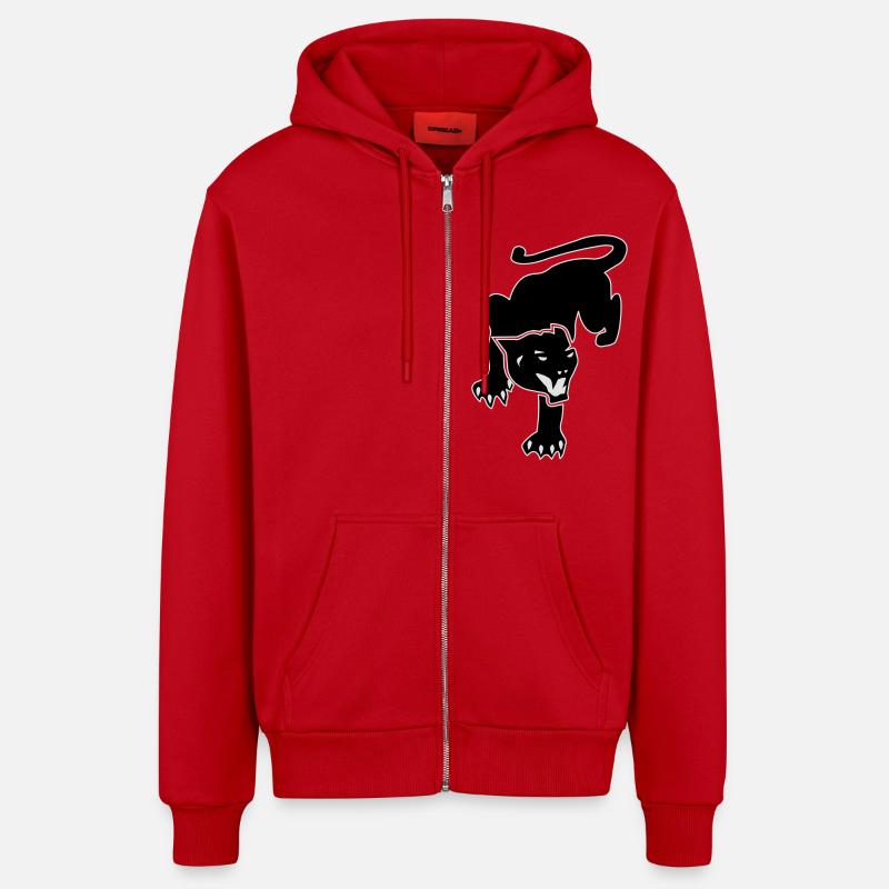 panthère noire - Veste à capuche bio décontractée fabriquée en UE - rouge