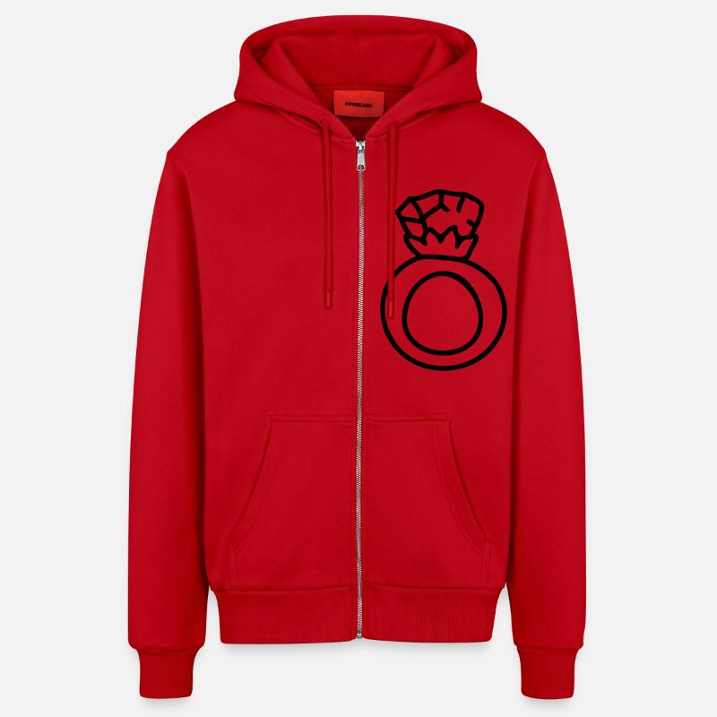 Ring - Ehering - Line - Organic Relaxed Kapuzenjacke Made in EU - Rot