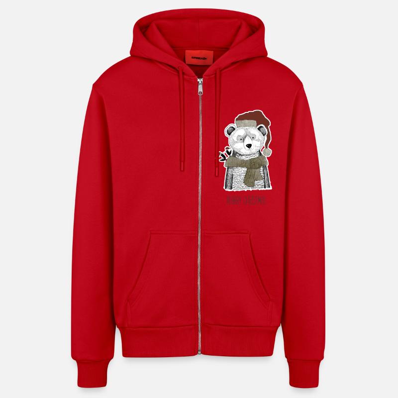 Christmas Bear - Veste à capuche bio décontractée fabriquée en UE - rouge
