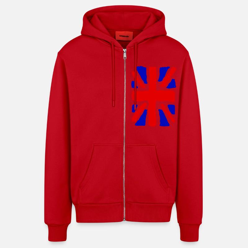 Union Jack - Organic Relaxed Hooded Jacket Made in EU - red