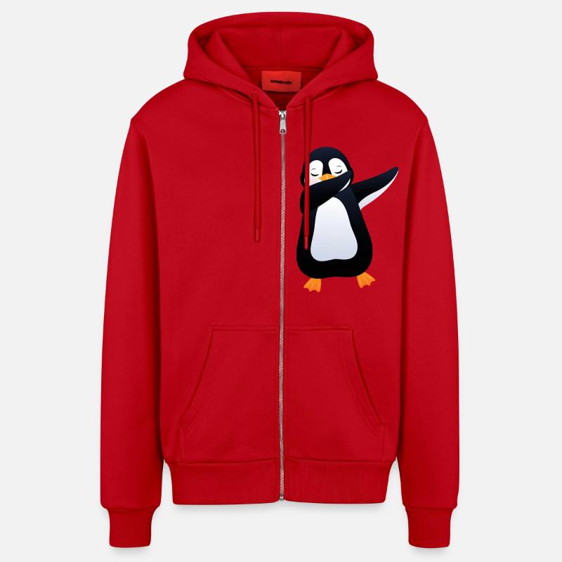 Penguin Dab Dance - Cool Gift - Veste à capuche bio décontractée fabriquée en UE - rouge