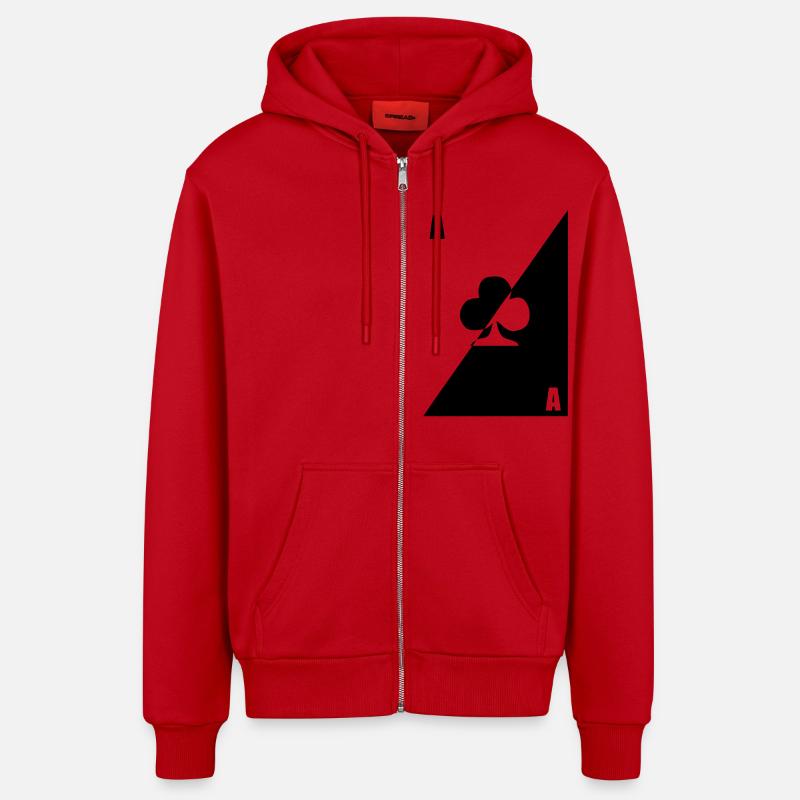 map as black white clover - Organic Relaxed Hooded Jacket Made in EU - red