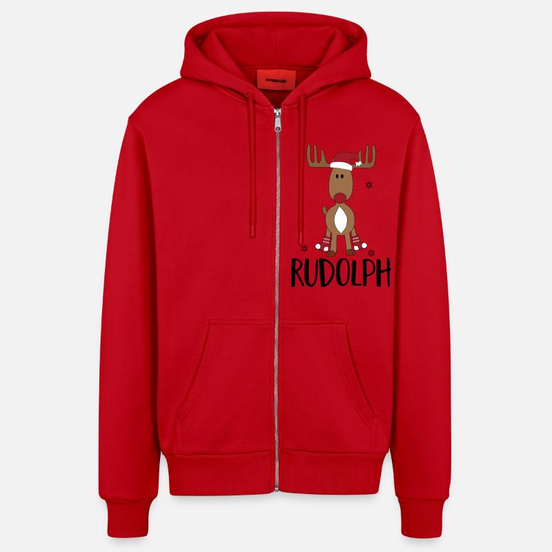 Noël - Veste à capuche bio décontractée fabriquée en UE - rouge