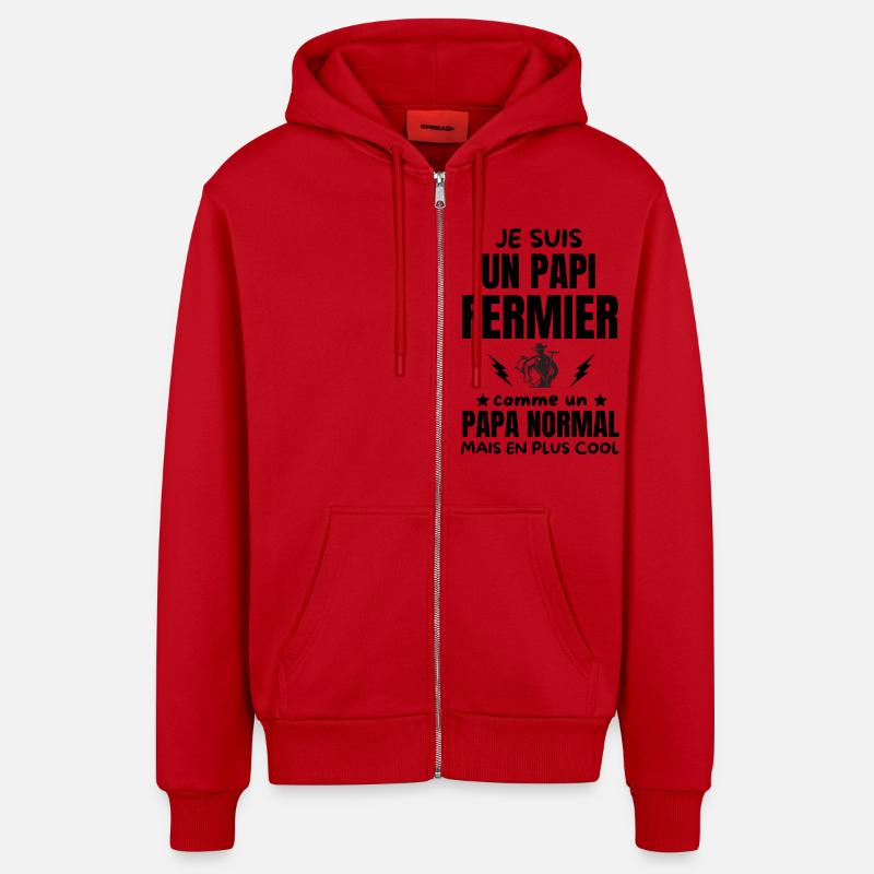 PAPI FERMIER - Veste à capuche bio décontractée fabriquée en UE - rouge