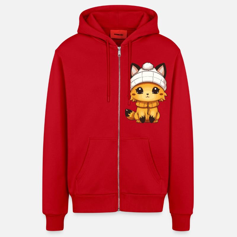 Bande dessinée Fox - Veste à capuche bio décontractée fabriquée en UE - rouge