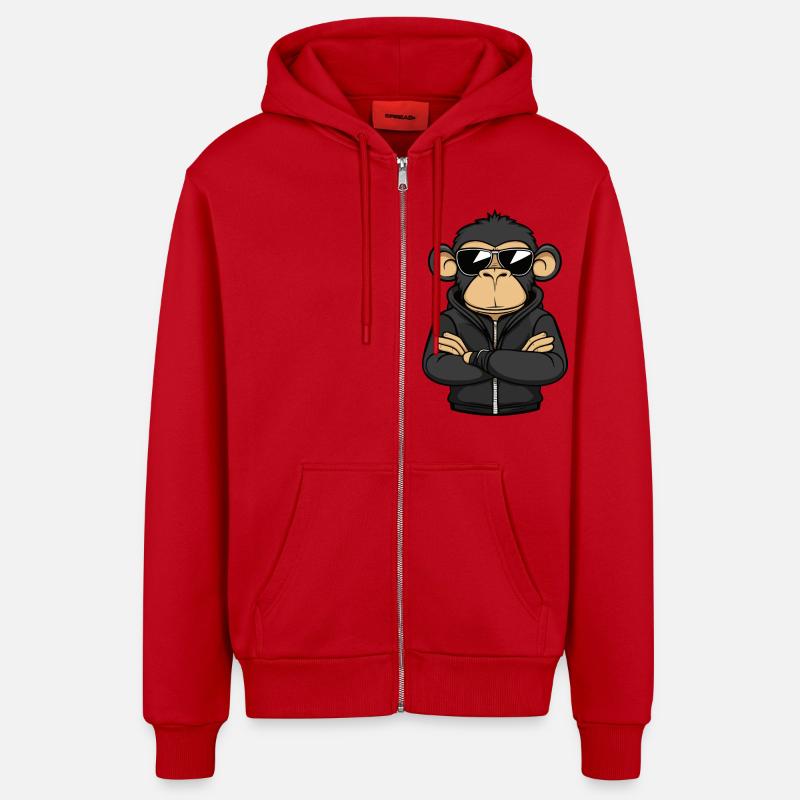 Affe Comic - Organic Relaxed Kapuzenjacke Made in EU - Rot