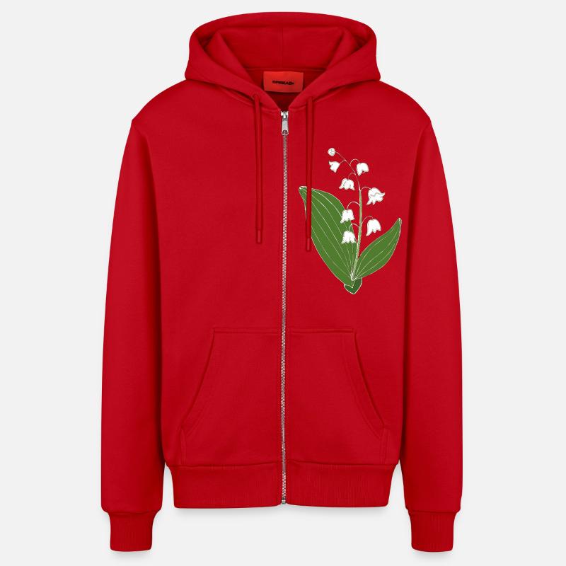 Maigloeckchen 2 6 - Veste à capuche bio décontractée fabriquée en UE - rouge
