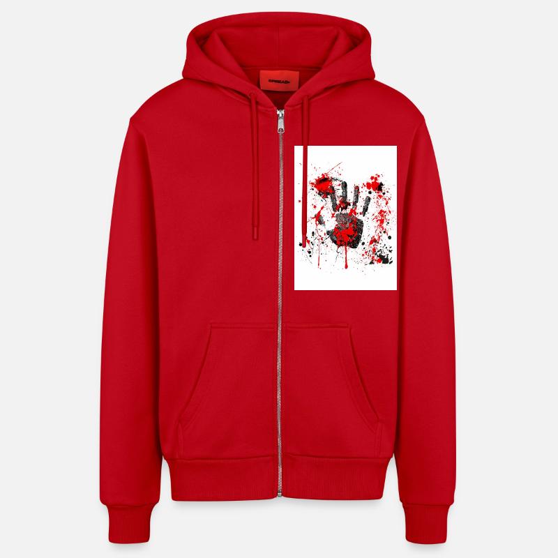 1000005585 - Veste à capuche bio décontractée fabriquée en UE - rouge