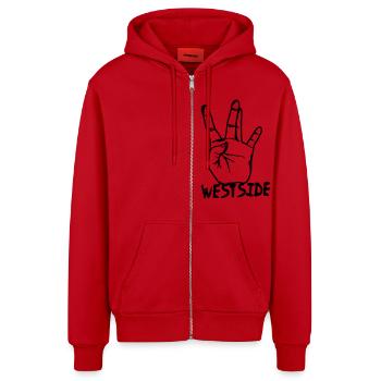 westcoast hand - Organic Relaxed Kapuzenjacke Made in EU - Rot - Vorne