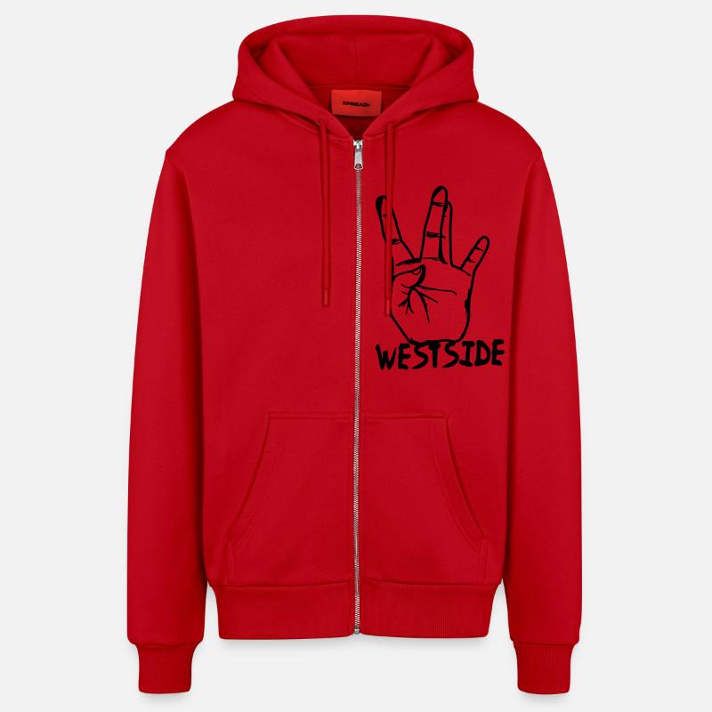 Westcoast Hand - Veste à capuche bio décontractée fabriquée en UE - rouge