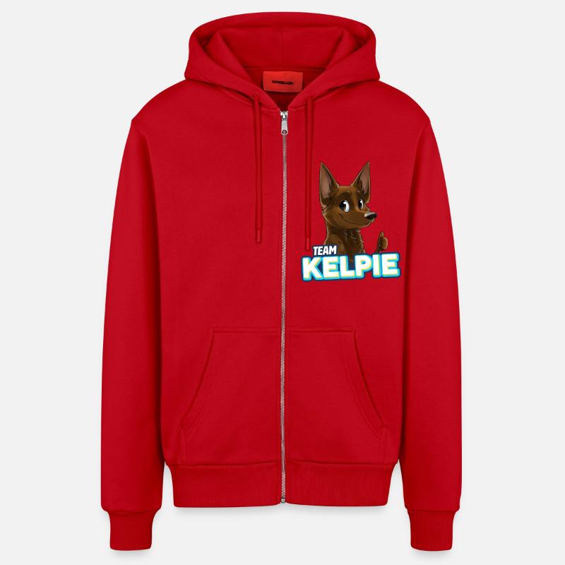 TEAM Kelpie - Chocolat - Veste à capuche bio décontractée fabriquée en UE - rouge