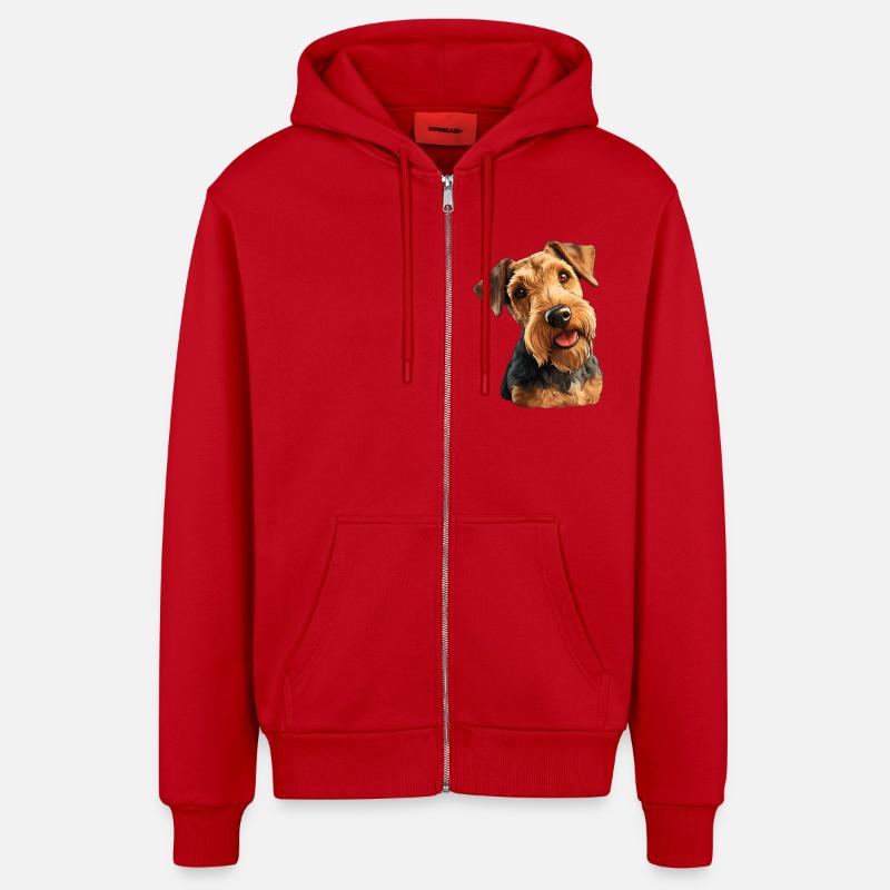 Welsh Terrier - Organic Relaxed Kapuzenjacke Made in EU - Rot