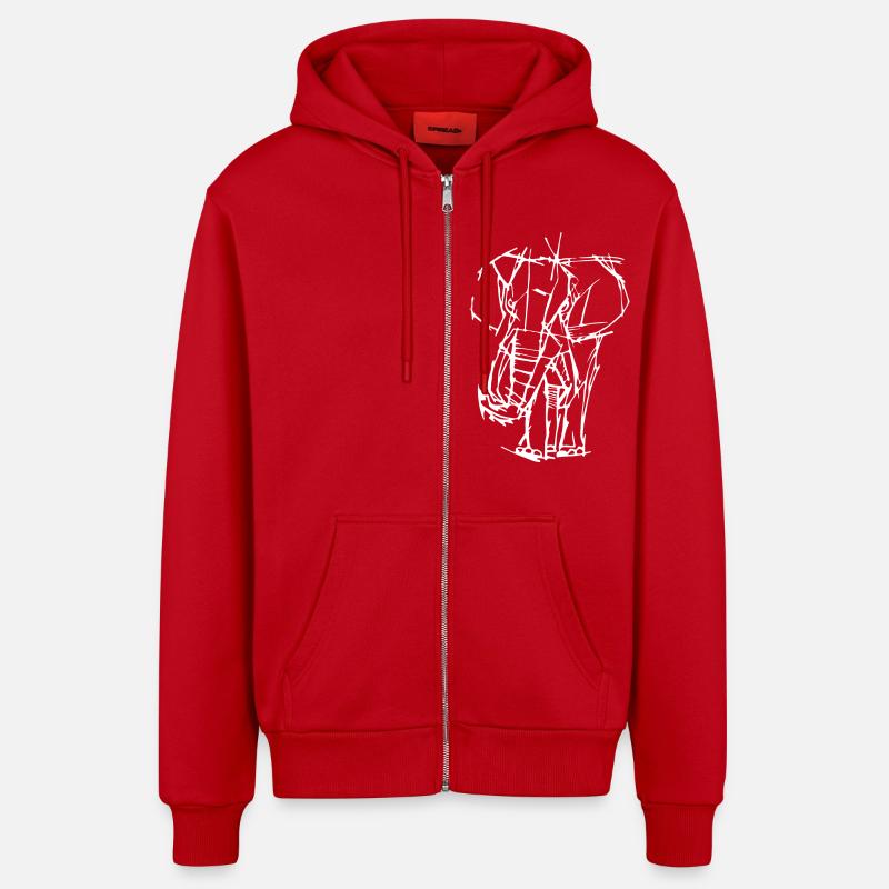 Éléphant - Veste à capuche bio décontractée fabriquée en UE - rouge
