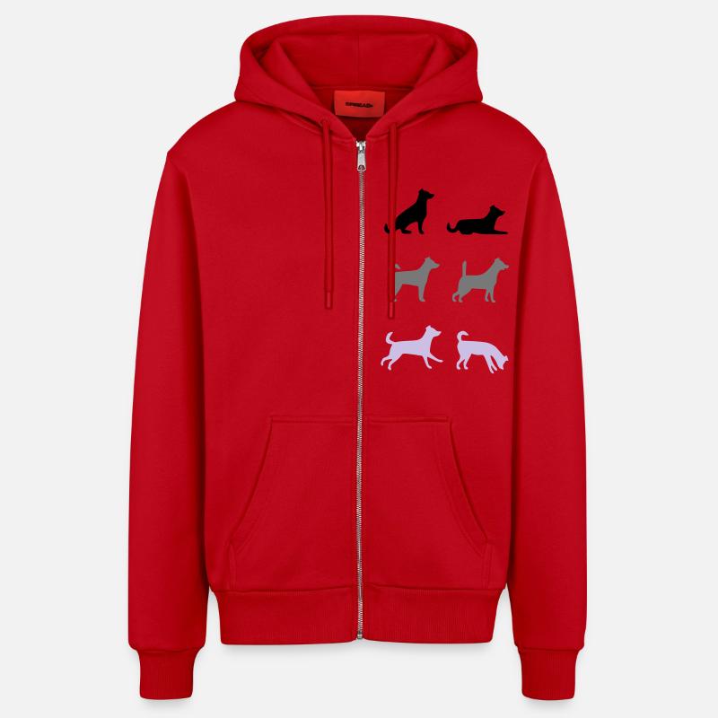 6 chiens - Veste à capuche bio décontractée fabriquée en UE - rouge
