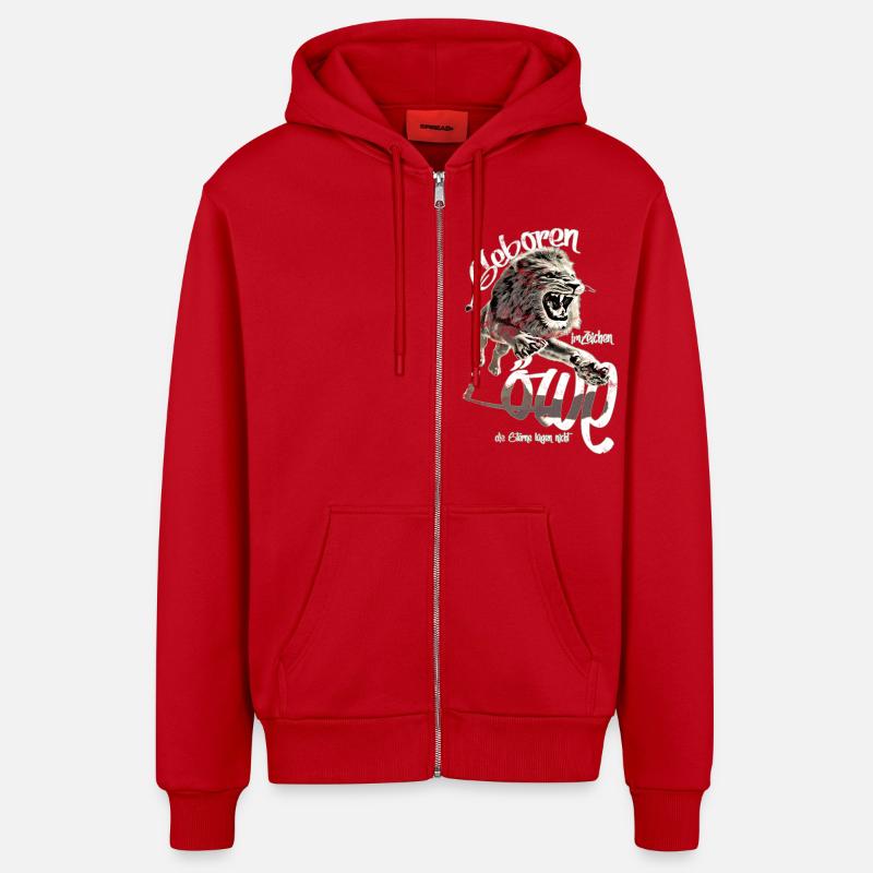 löwe sternzeichen - Organic Relaxed Kapuzenjacke Made in EU - Rot