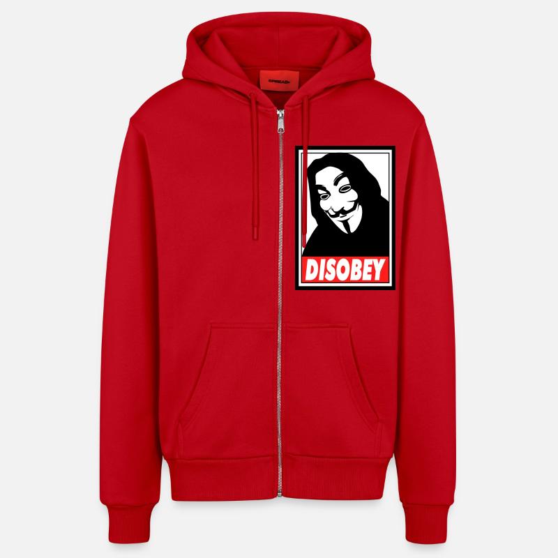 discobey anonymous - Veste à capuche bio décontractée fabriquée en UE - rouge