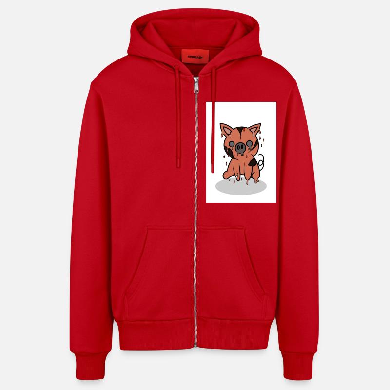 Numéro IMG 0019 - Veste à capuche bio décontractée fabriquée en UE - rouge