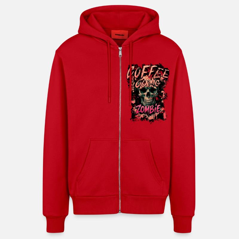 Zombie aimant le café - Veste à capuche bio décontractée fabriquée en UE - rouge
