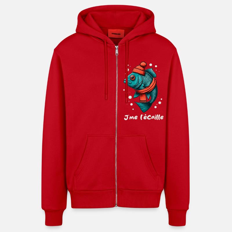J me l écaille - Veste à capuche bio décontractée fabriquée en UE - rouge