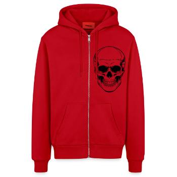 Skull - Organic Relaxed Hooded Jacket Made in EU - red - Front