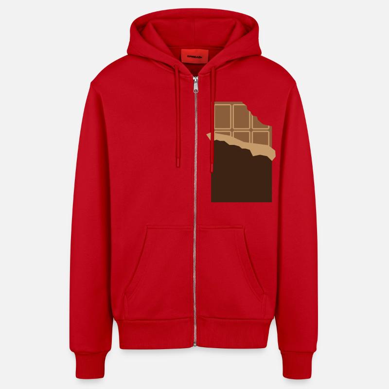 Une barre de chocolat - Veste à capuche bio décontractée fabriquée en UE - rouge