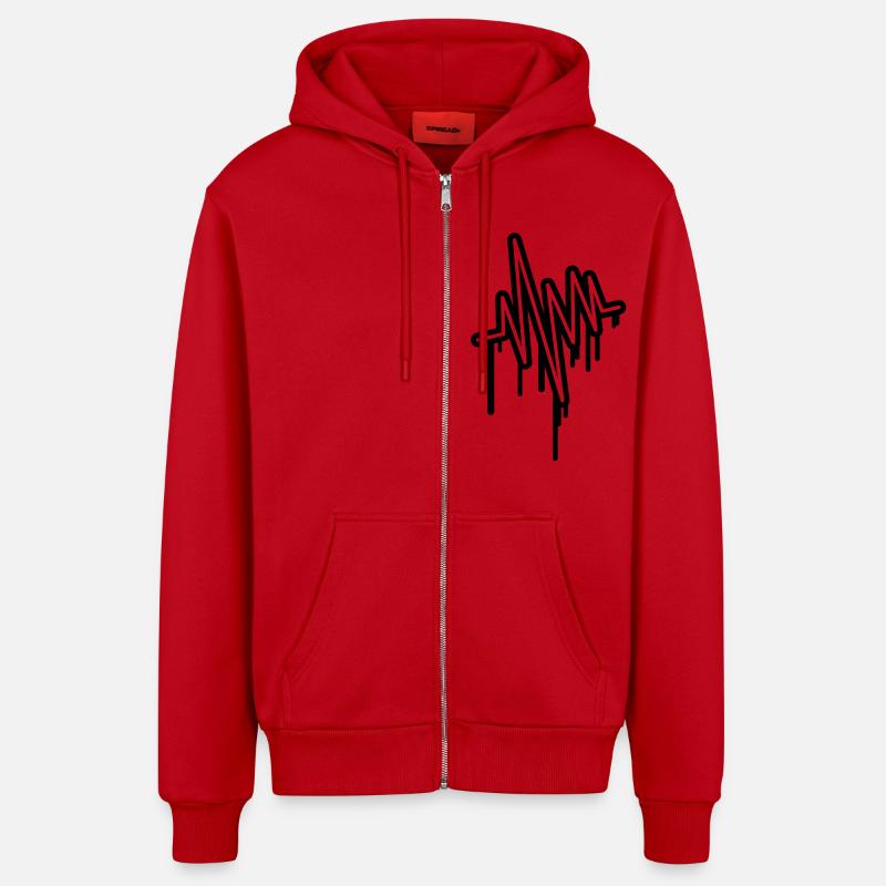 wave_pulse_grunge_u1 - Veste à capuche bio décontractée fabriquée en UE - rouge