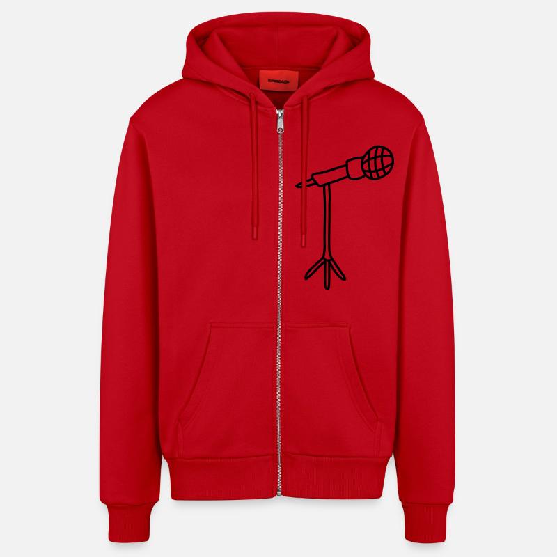 Microphone - Veste à capuche bio décontractée fabriquée en UE - rouge
