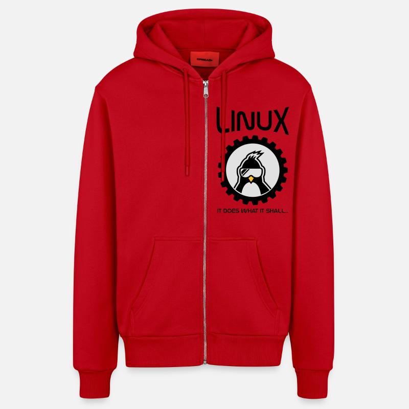 Linux fait ce qu'il doit - Veste à capuche bio décontractée fabriquée en UE - rouge