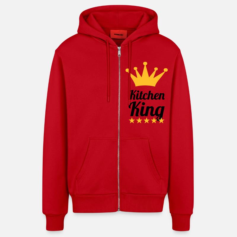 Kitchen King - Veste à capuche bio décontractée fabriquée en UE - rouge