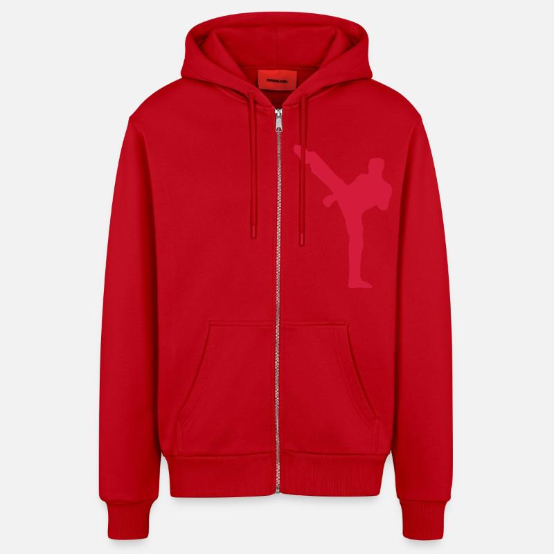 franzoesisch boxen savate 75 - Veste à capuche bio décontractée fabriquée en UE - rouge