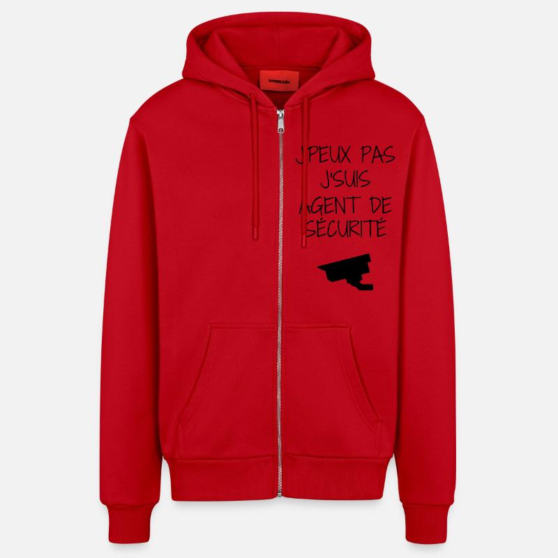Sécurité / Vigile / Surveiller / Security - Veste à capuche bio décontractée fabriquée en UE - rouge