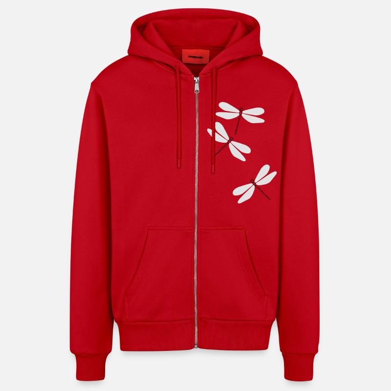 Libellules beu5 - Veste à capuche bio décontractée fabriquée en UE - rouge