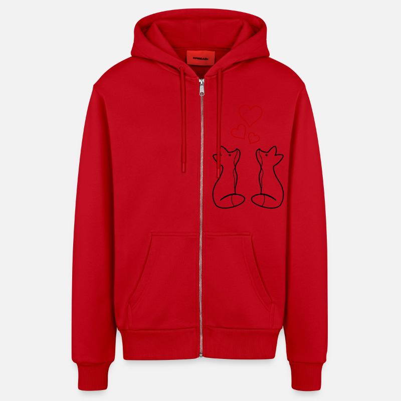 Renards amoureux 01 - Veste à capuche bio décontractée fabriquée en UE - rouge