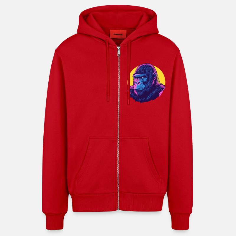 Gorilla Neon Power - Veste à capuche bio décontractée fabriquée en UE - rouge
