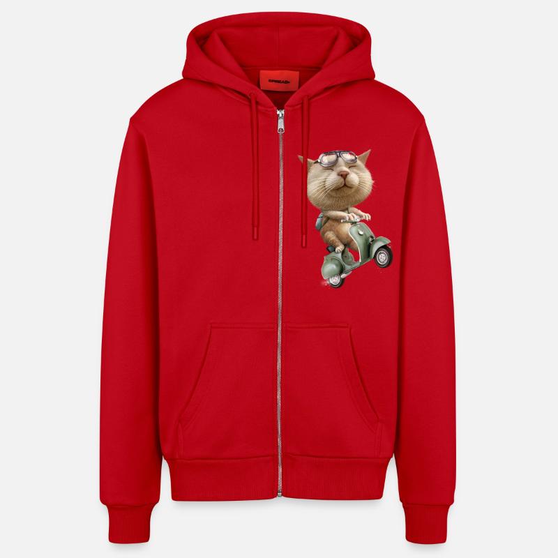 RUNAWAY CAT - Veste à capuche bio décontractée fabriquée en UE - rouge