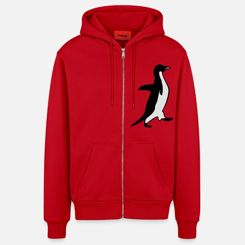 penguin - Veste à capuche bio décontractée fabriquée en UE - rouge