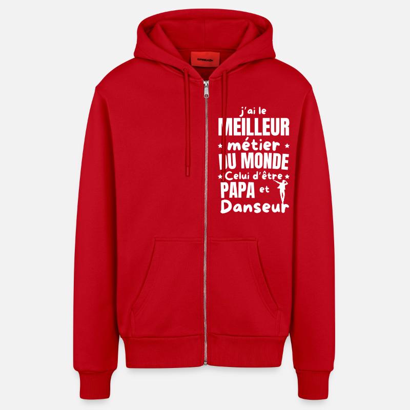PAPA DANSEUR - Veste à capuche bio décontractée fabriquée en UE - rouge