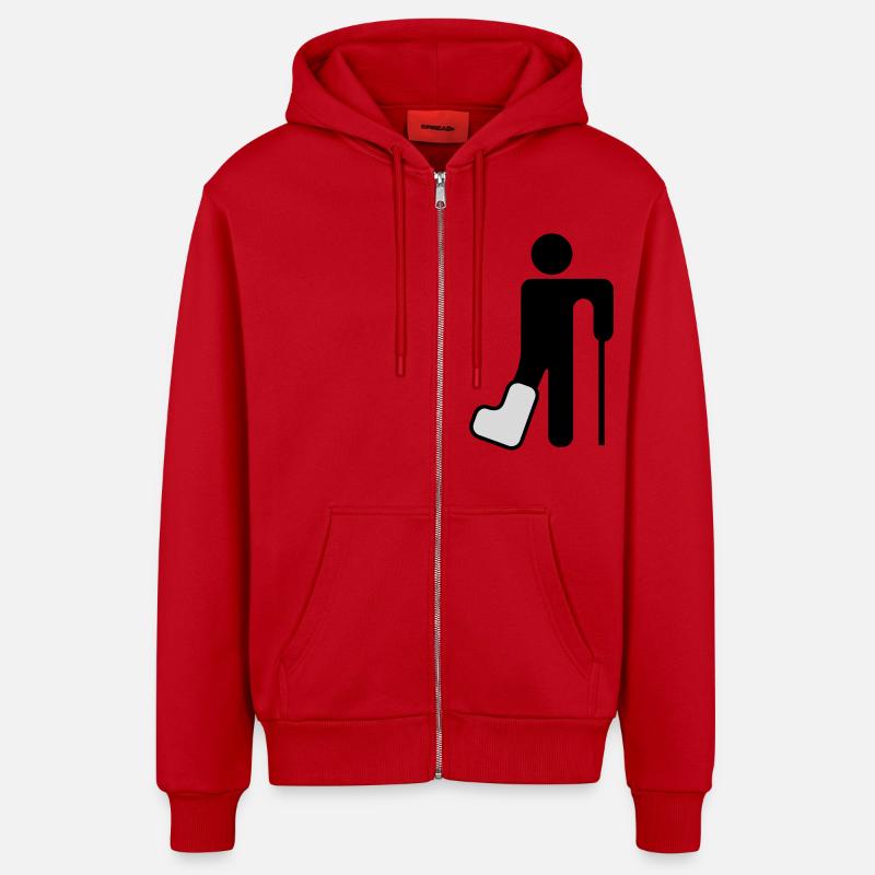broken_leg - Veste à capuche bio décontractée fabriquée en UE - rouge