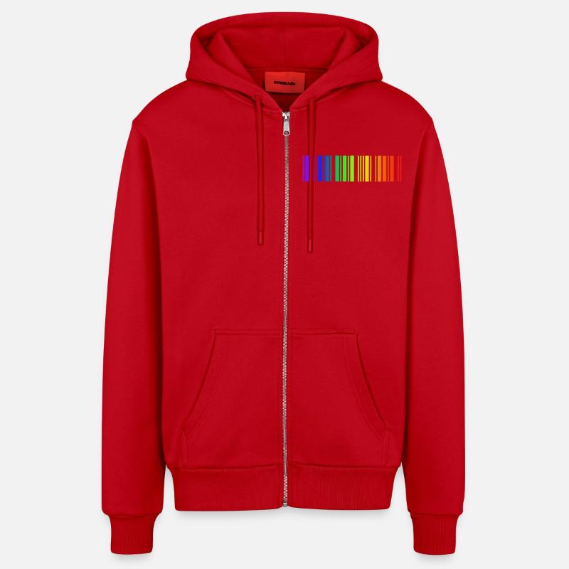Regenbogen Strichcode, LGBT - Organic Relaxed Kapuzenjacke Made in EU - Rot