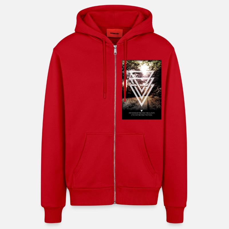 mystic forest triangles - Veste à capuche bio décontractée fabriquée en UE - rouge