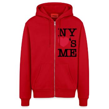 NY (New York) Loves Me - Veste à capuche bio décontractée fabriquée en UE - rouge - Devant