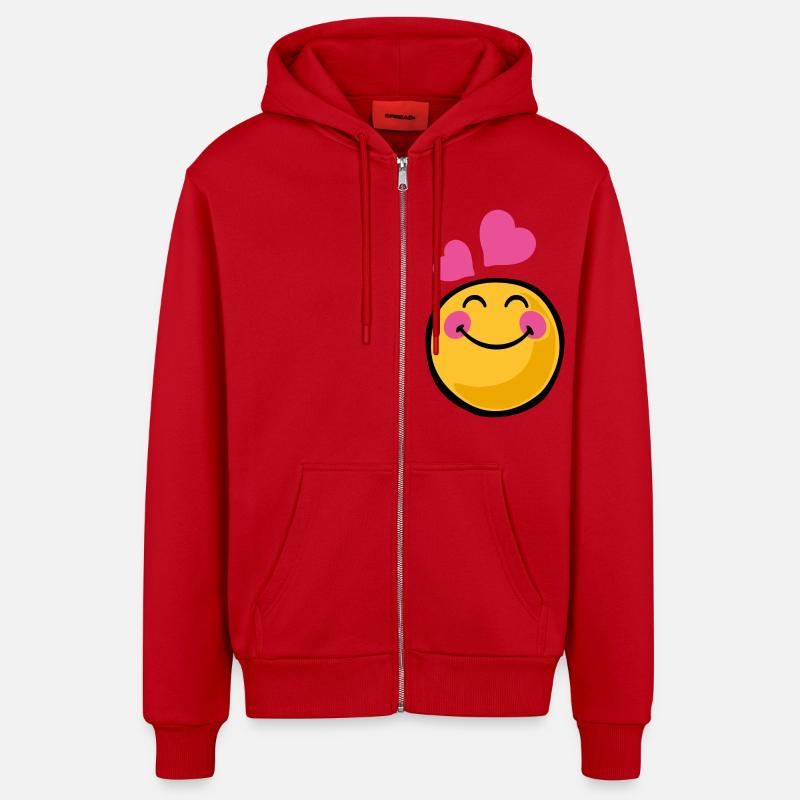 Smiley romantic - Veste à capuche bio décontractée fabriquée en UE - rouge