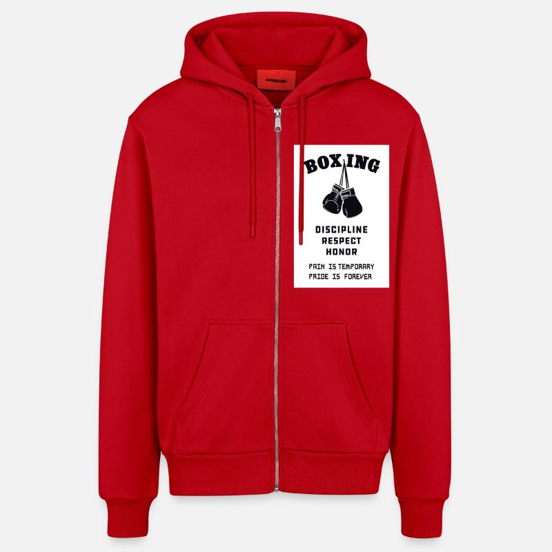 Boxe, boxeur - Veste à capuche bio décontractée fabriquée en UE - rouge